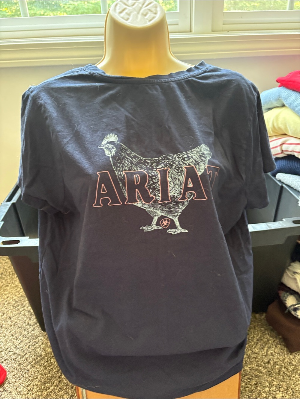 Ariat Navy Short Sleeve Tee with Chicken Logo